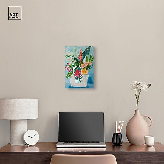 ART REMEDY® "Tropical Flower Bag" Giclee Floral And Botanical Canvas Art