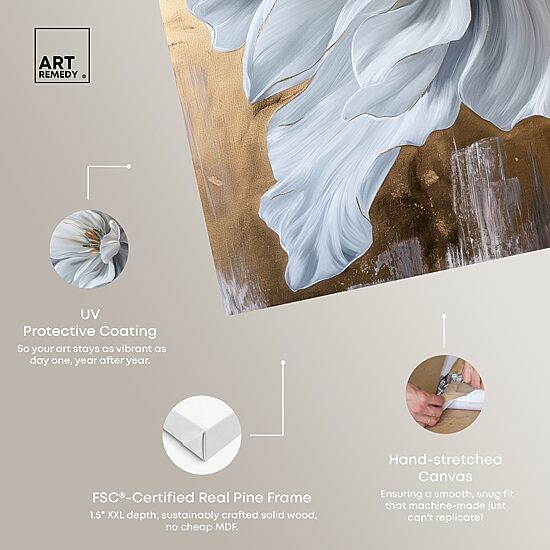 ART REMEDY® "Bloom White Petals" Giclee Floral And Botanical Canvas Art