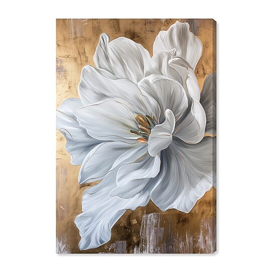 ART REMEDY® "Bloom White Petals" Giclee Floral And Botanical Canvas Art
