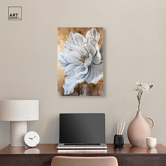 ART REMEDY® "Bloom White Petals" Giclee Floral And Botanical Canvas Art