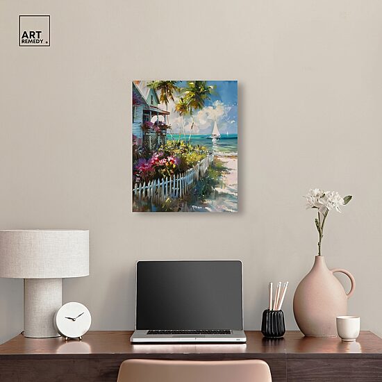 ART REMEDY® "Local Beach House" Giclee Nautical And Coastal Canvas Art