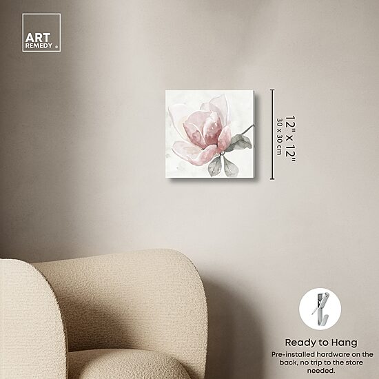ART REMEDY® "Faded Blush Rose" Giclee Floral And Botanical Canvas Art