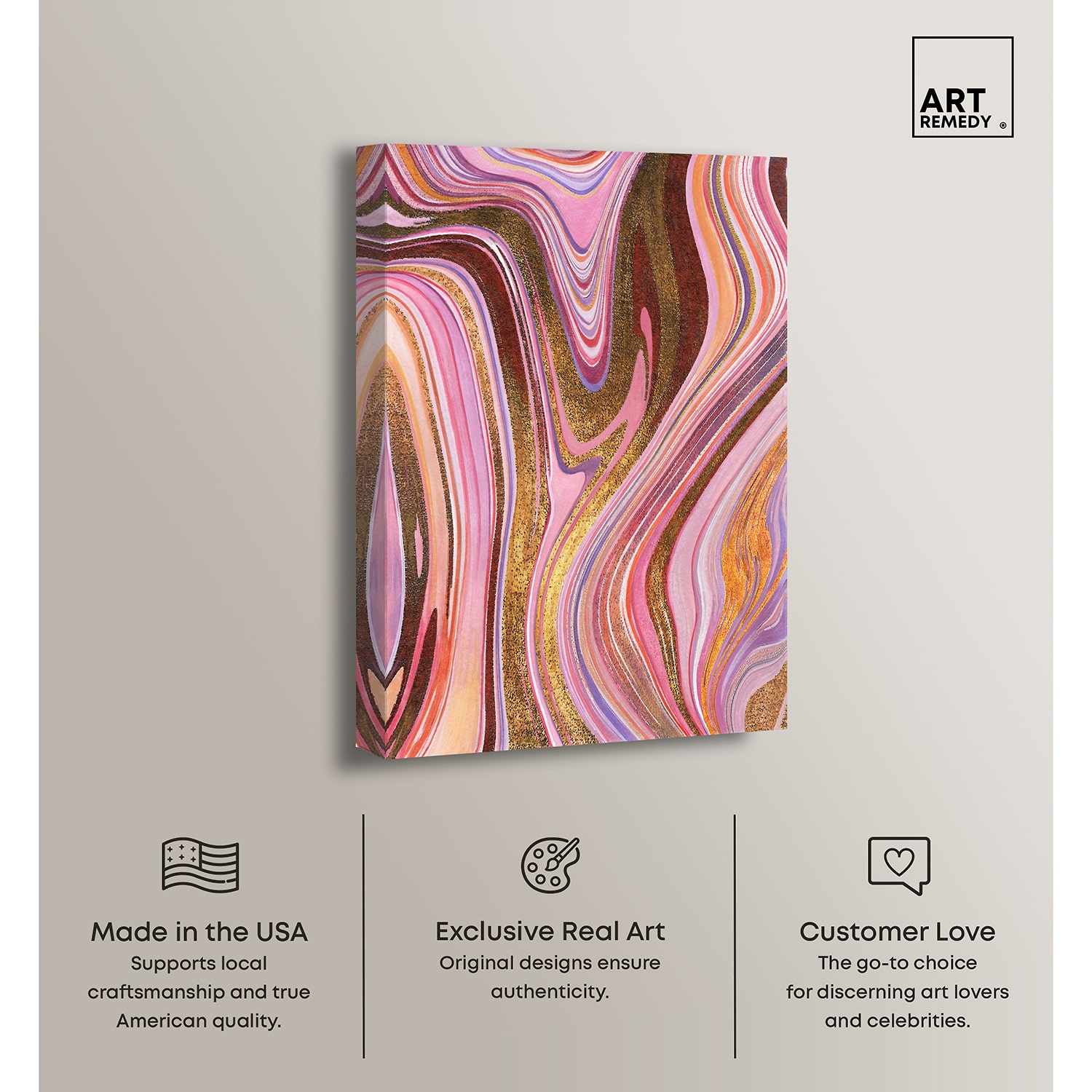 ART REMEDY® "Doll Memories - Pink Geode" Giclee Abstract Canvas Art