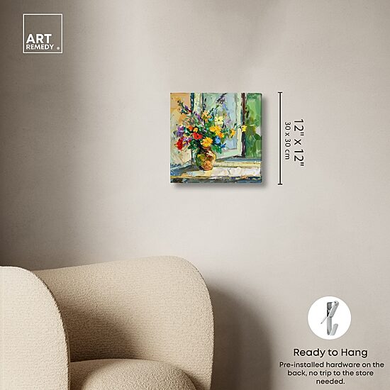 ART REMEDY® "Vase By The Window" Giclee Floral And Botanical Canvas Art