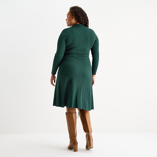 Melonie T Womens Plus Long Sleeve Sweater Dress