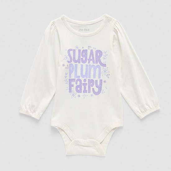 Okie Dokie Baby Girls Round Neck Long Sleeve Bodysuit