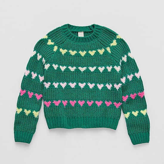 Thereabouts Little & Big Kid Girls Crew Neck Long Sleeve Pullover Sweater