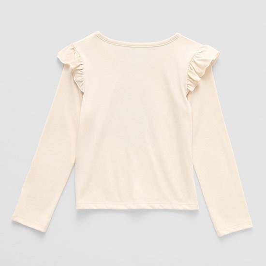 Thereabouts Little Girls Round Neck Long Sleeve Regular Fit Graphic T-Shirt