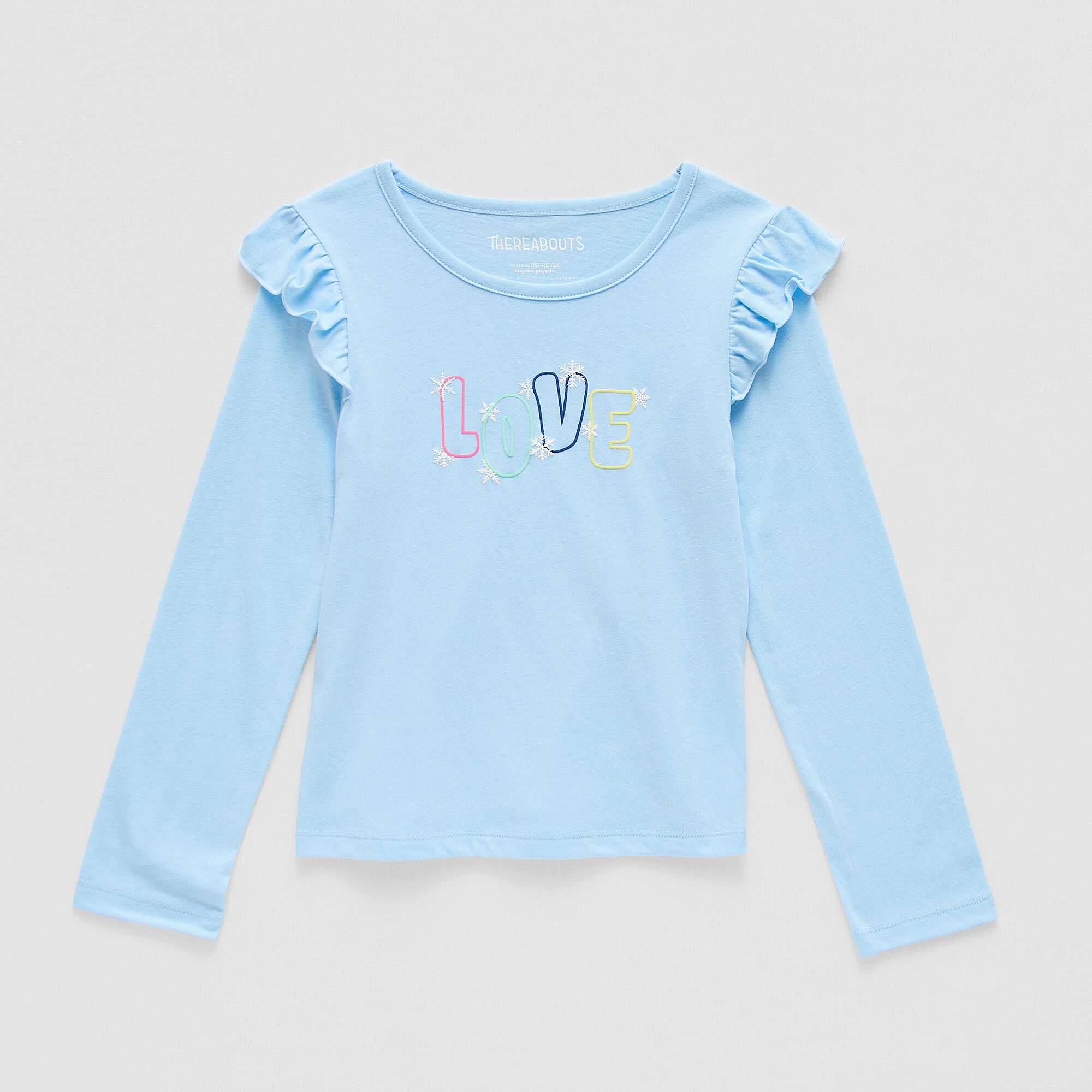 Thereabouts Little Girls Round Neck Long Sleeve Regular Fit Graphic T-Shirt