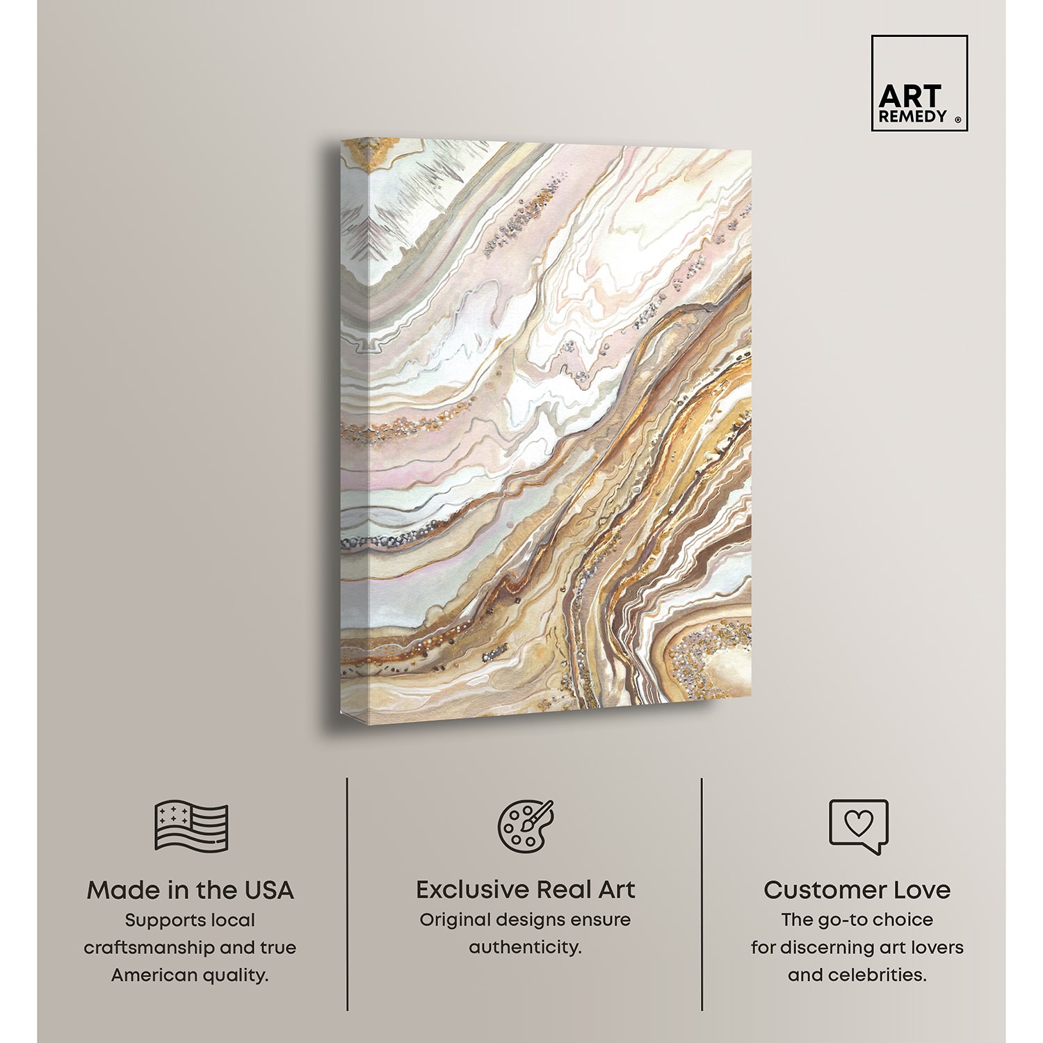 ART REMEDY® "Royal Gold Geode" Giclee Abstract Canvas Art