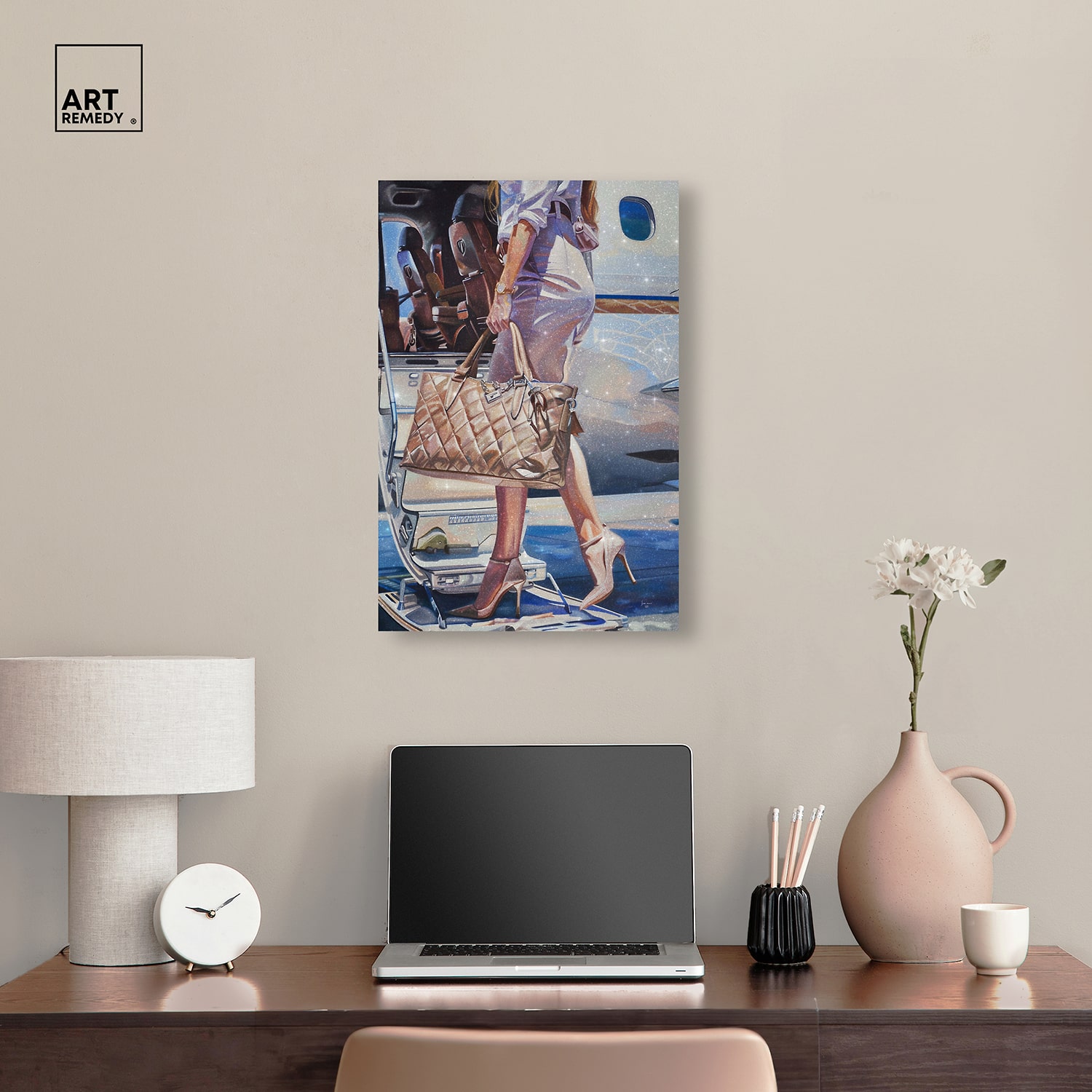 ART REMEDY® "Her Private Jet" Giclee Abstract Canvas Art