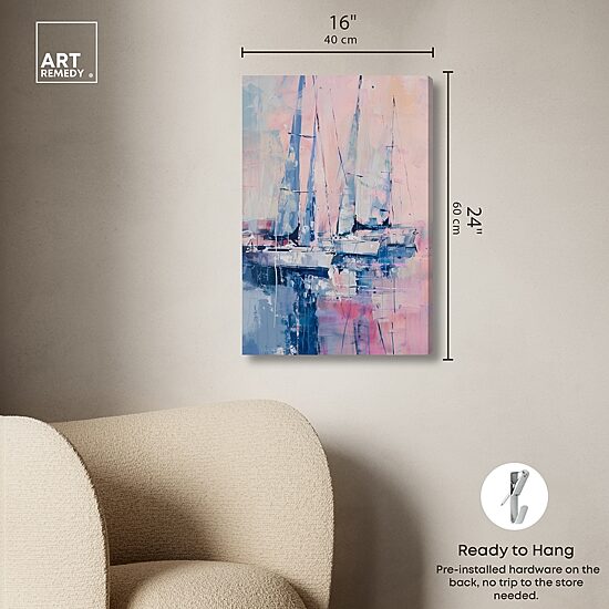 ART REMEDY® "Pastel Sea Breeze" Giclee Nautical And Coastal Canvas Art