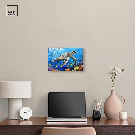 ART REMEDY® "Turtle Swimming" Giclee Animals Canvas Art