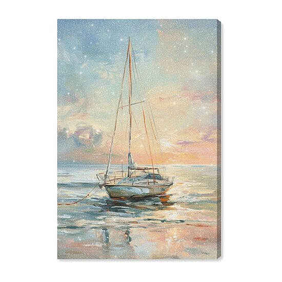 ART REMEDY® "Boat On The Shore" Giclee Nautical And Coastal Canvas Art
