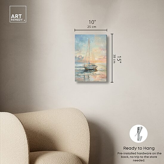 ART REMEDY® "Boat On The Shore" Giclee Nautical And Coastal Canvas Art