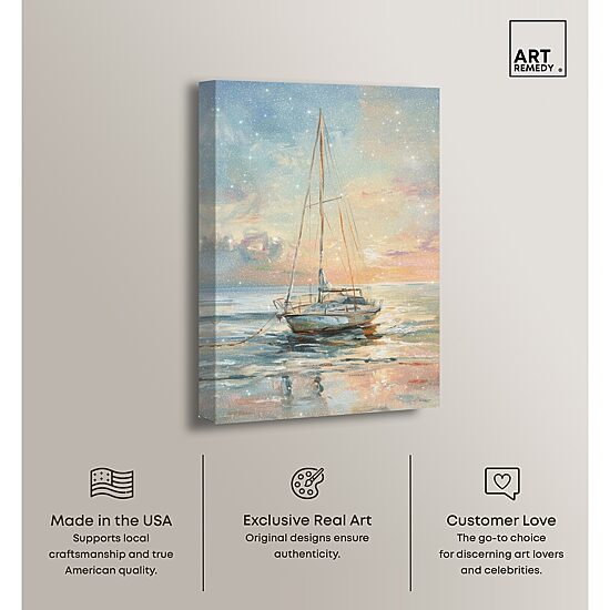 ART REMEDY® "Boat On The Shore" Giclee Nautical And Coastal Canvas Art