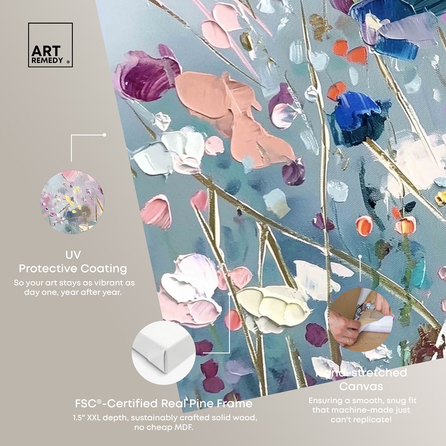 ART REMEDY® "Blue Forest Ii" Giclee Floral And Botanical Canvas Art