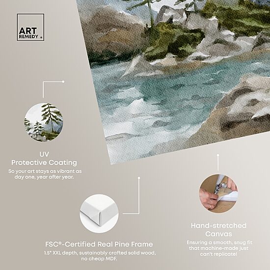 ART REMEDY® "Cold Winter Lake" Giclee Nature And Landscape Canvas Art