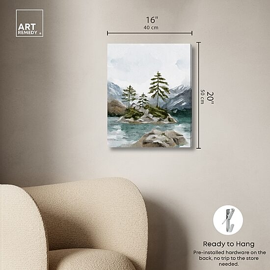 ART REMEDY® "Cold Winter Lake" Giclee Nature And Landscape Canvas Art