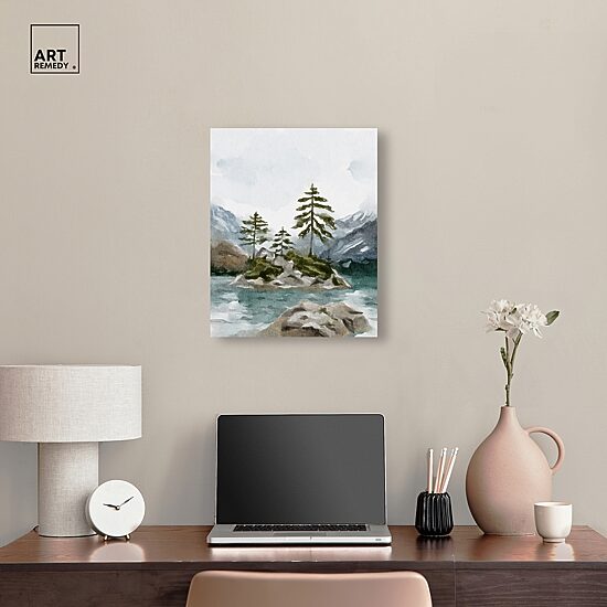 ART REMEDY® "Cold Winter Lake" Giclee Nature And Landscape Canvas Art