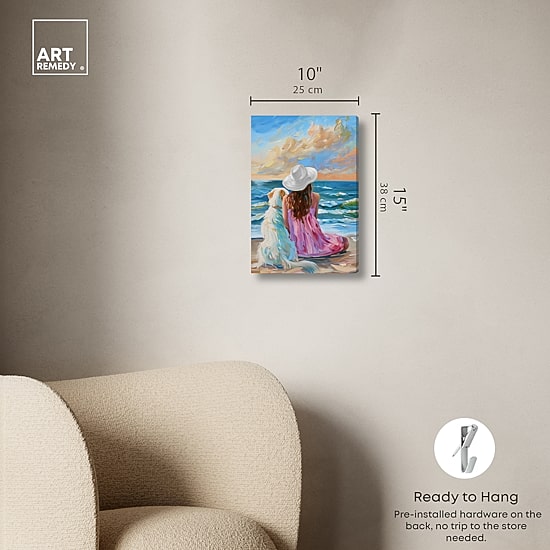 ART REMEDY® "Girl And Her Best Friend" Giclee Animals Canvas Art