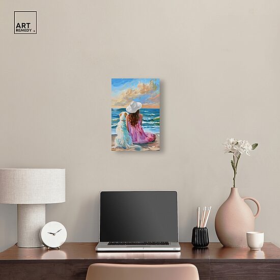 ART REMEDY® "Girl And Her Best Friend" Giclee Animals Canvas Art