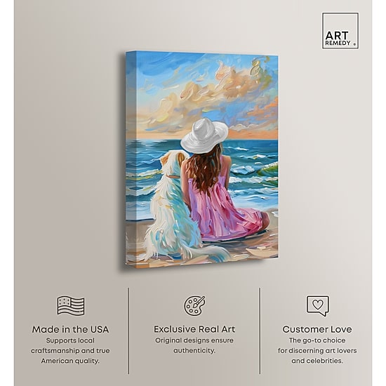ART REMEDY® "Girl And Her Best Friend" Giclee Animals Canvas Art