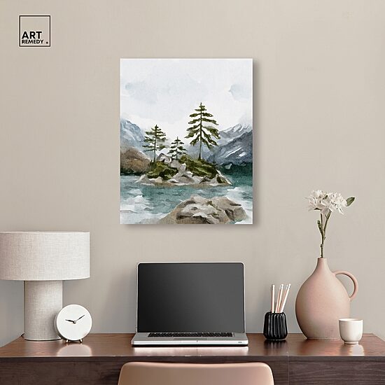 ART REMEDY® "Cold Winter Lake" Giclee Nature And Landscape Canvas Art