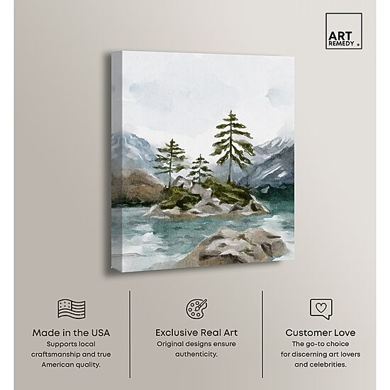 ART REMEDY® "Cold Winter Lake" Giclee Nature And Landscape Canvas Art