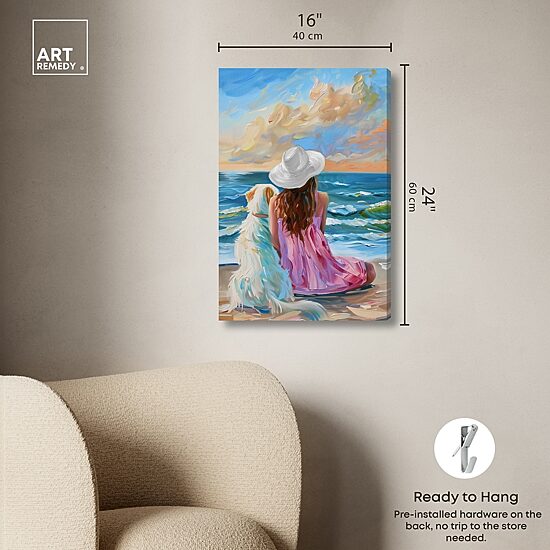 ART REMEDY® "Girl And Her Best Friend" Giclee Animals Canvas Art