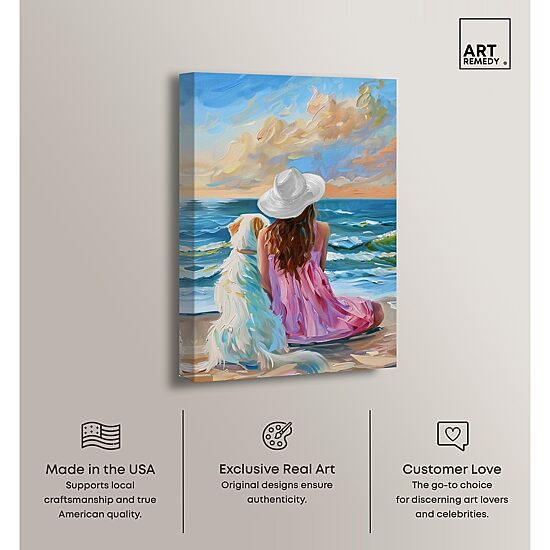 ART REMEDY® "Girl And Her Best Friend" Giclee Animals Canvas Art