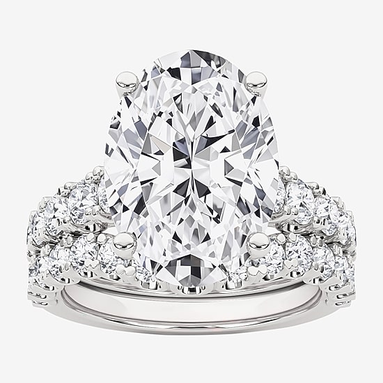 Grown Gorgeous (F,Vs2) Womens 6 1/10 Ct. T.W. Lab Grown White Diamond 14K Gold or Platinum Oval Side Stone Bridal Set
