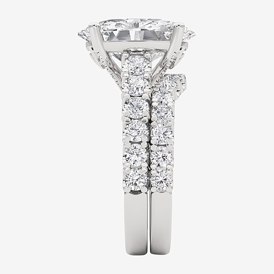 Grown Gorgeous (F,Vs2) Womens 6 1/10 Ct. T.W. Lab Grown White Diamond 14K Gold or Platinum Oval Side Stone Bridal Set