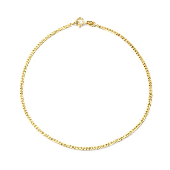 Unisex Adult 14K Gold Over Silver 10 Inch Solid Curb Ankle Bracelet