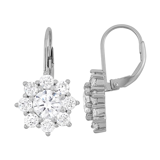 Womens 3 1/2 CT. T.W Cubic Zirconia Sterling Silver Snowflake Drop Earrings