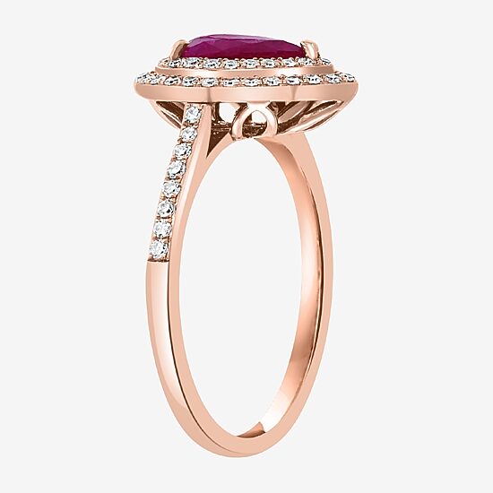 Effy Final Call Womens 1/3 CT. T.W. Diamond & Genuine Red Ruby 14K Rose Gold Cocktail Ring