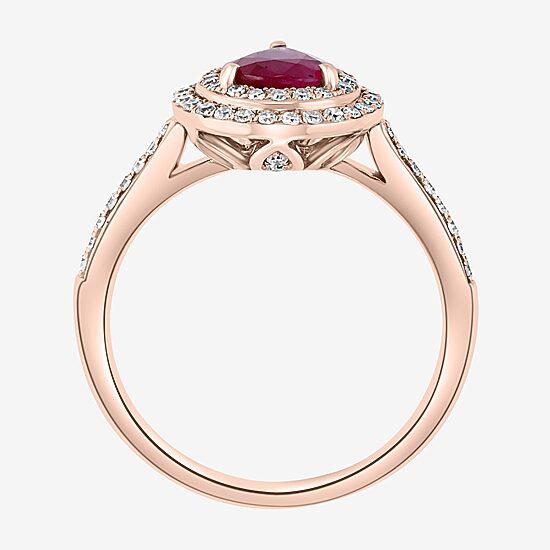 Effy Final Call Womens 1/3 CT. T.W. Diamond & Genuine Red Ruby 14K Rose Gold Cocktail Ring