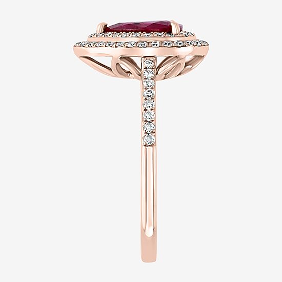 Effy Final Call Womens 1/3 CT. T.W. Diamond & Genuine Red Ruby 14K Rose Gold Cocktail Ring
