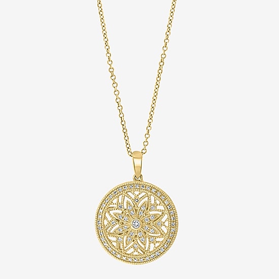 Effy Final Call Womens 1/4 CT. T.W. Natural Diamond 14K Gold 18 Inch Pendant Necklace
