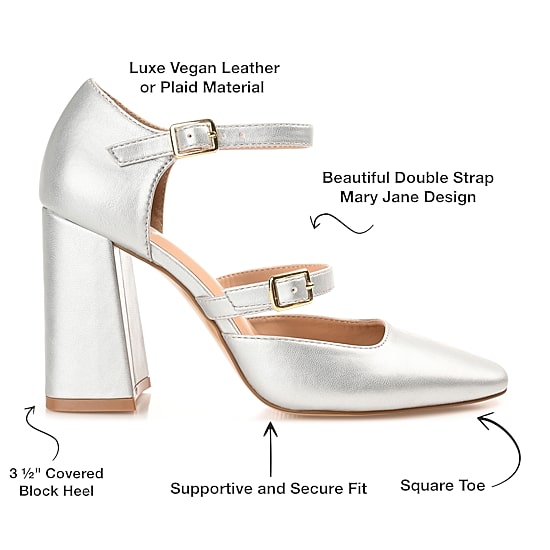 Journee Collection Isadorah-Wd Womens Square Closed Toe Block Heel Pumps