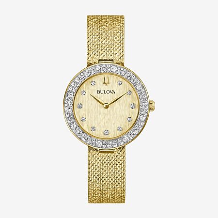 Bulova Crystal Octava Womens Crystal Accent Gold Tone Stainless