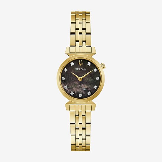 Bulova Classic Womens Diamond Accent Gold Tone Stainless Steel Bracelet Watch 97p173