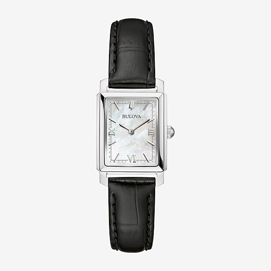Bulova Womens Black Leather Strap Watch 96l330
