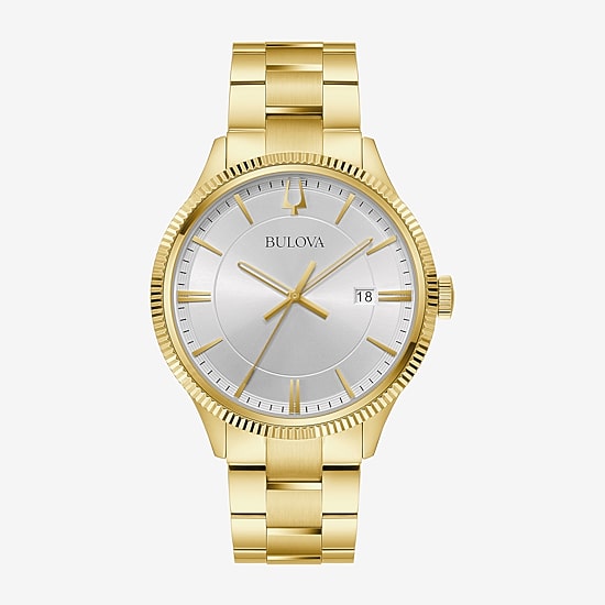 Bulova Mens Gold Tone Stainless Steel Bracelet Watch 97b227 - JCPenney