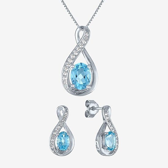 Womens Genuine Blue Topaz Sterling Silver 2-pc. Jewelry Set