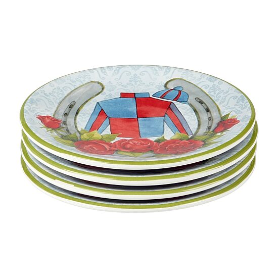 Certified International Derby Day At The Races 4-pc. Earthenware Appetizer Plate