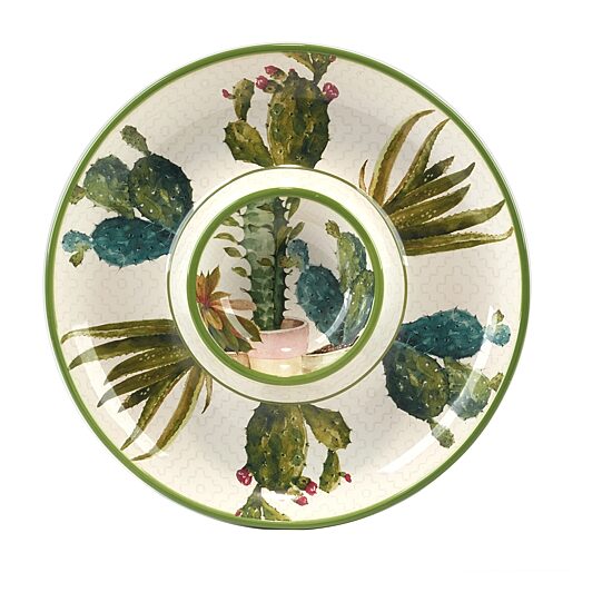 Certified International Cactus Verde Earthenware Chip & Dip Set