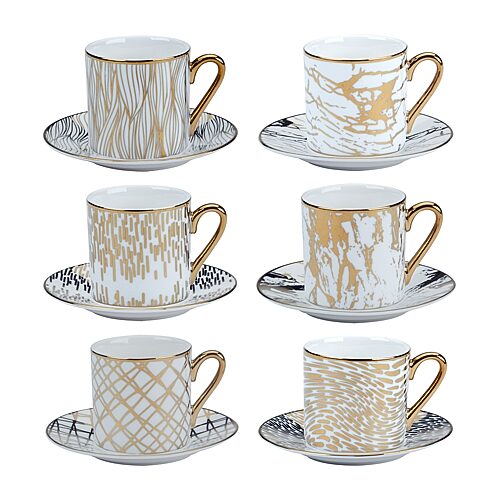 Certified International Matrix Gold Espresso Cup & Saucers Set, One Size, Yellow