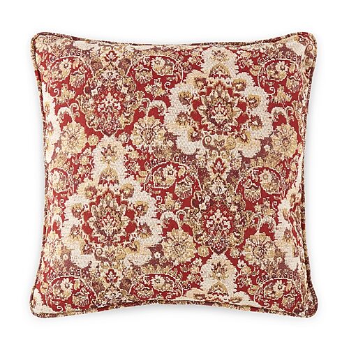 Paisley Feather Filled 20x20 Square Throw Pillow, One Size, Red