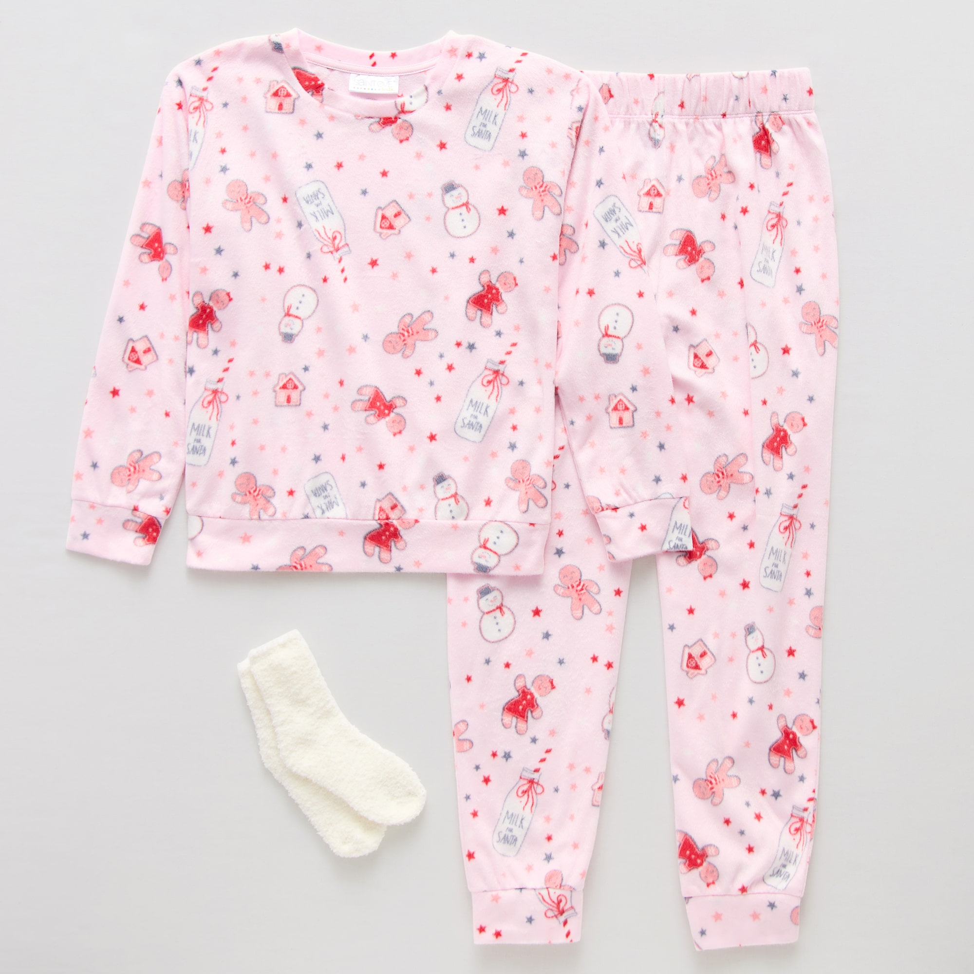 Little & Big Kid Girls Round Neck Long Sleeve 3-pc. Pajama Set